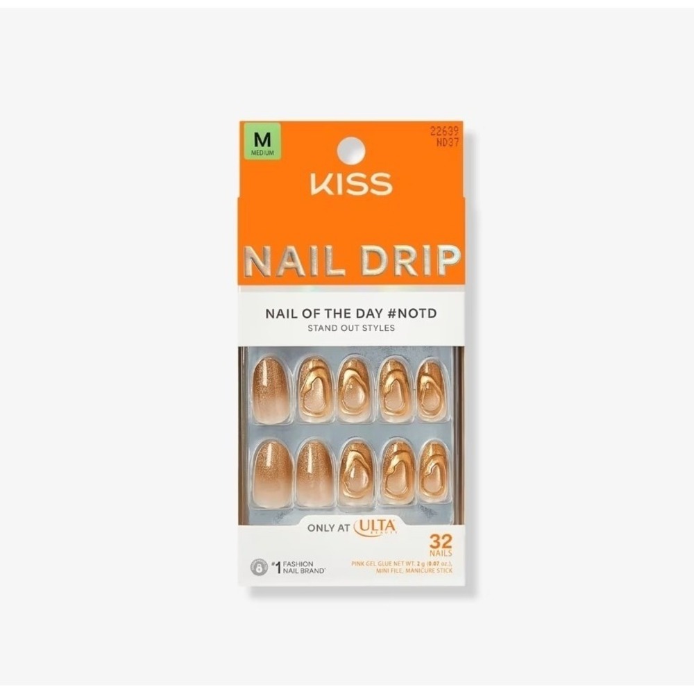 Kiss NAIL DRIP Press On Nails Golden Laughter 32 Ct #NOTD Medium NEW@Ulta #ND37